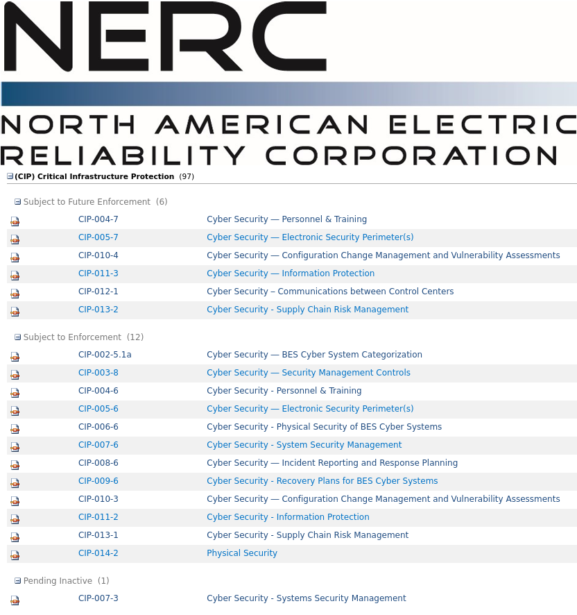 NERC cybersecurity Framework