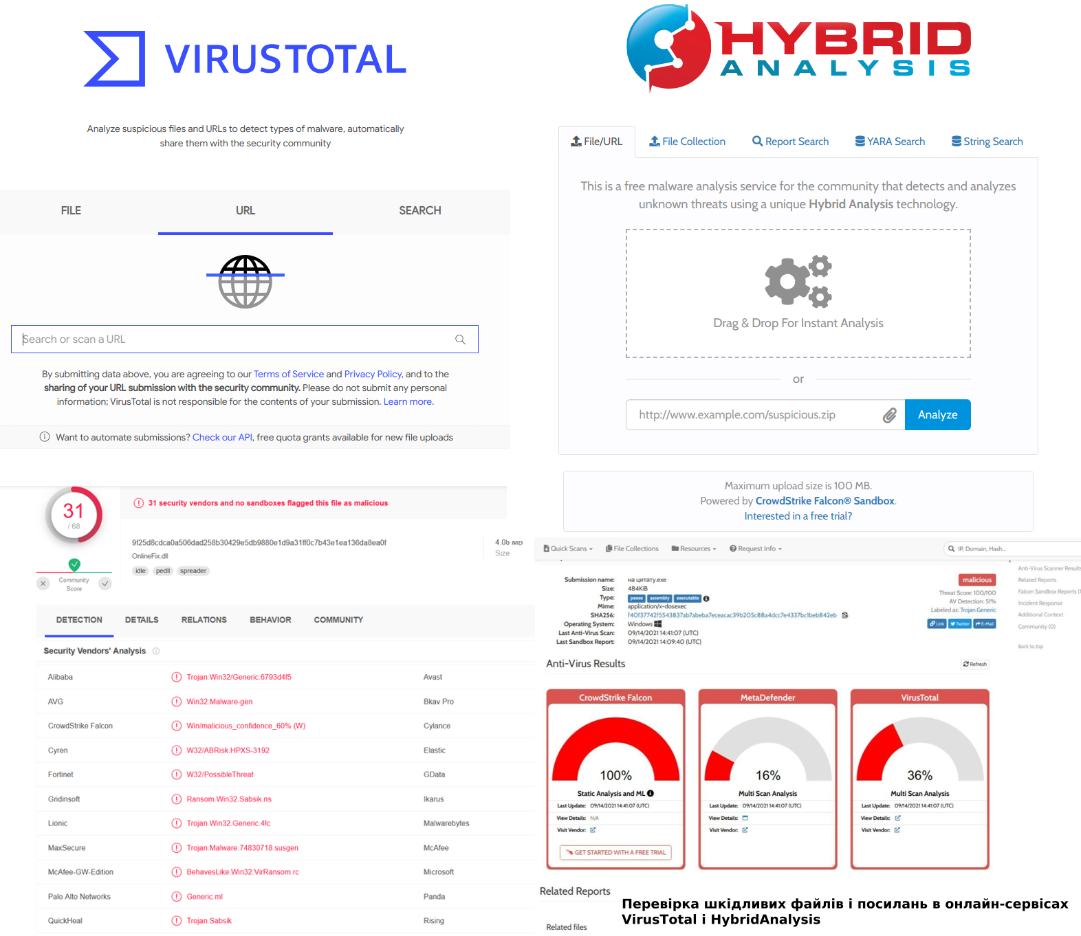 VirusTotal and HybridAnalysis checking files