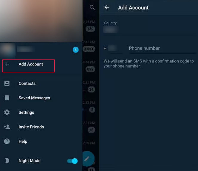 How add second account in Telegram