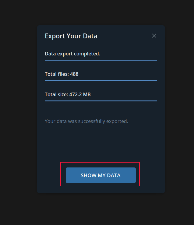 Export data in Telegram