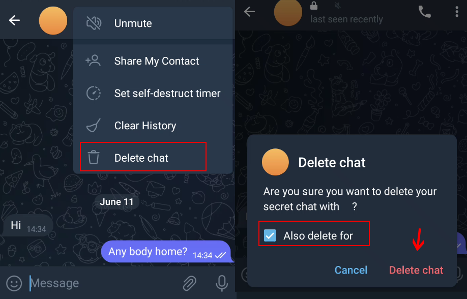 How delete secret chat in Telegram