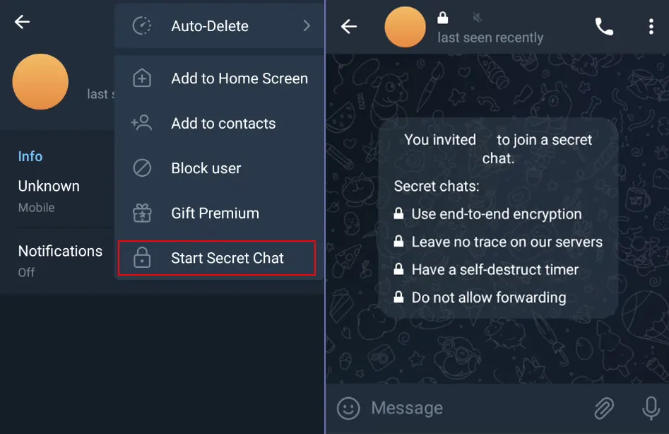 How to start secret chat in Telegram