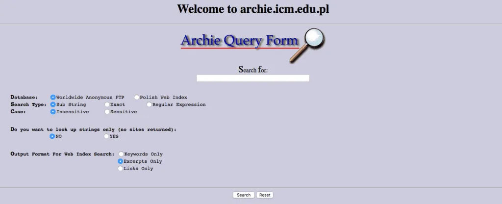 Перша пошукова система Archie
