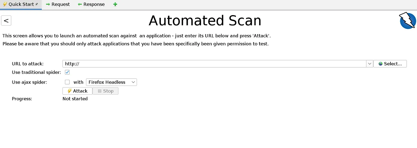 OWASP Zap starting scan